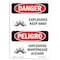 Signmission Safety Sign, OSHA Danger, 14" Height, Aluminum, Explosives Keep Away Bilingual Spanish OS-DS-A-1014-VS-1214 - alternate 1